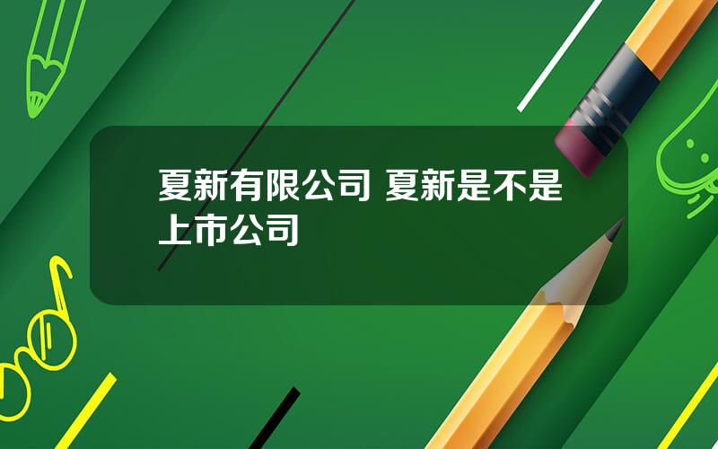 夏新有限公司 夏新是不是上市公司